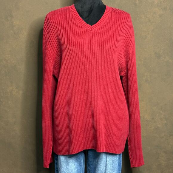 Eddie Bauer Men Sweater Size Large Maroon Pullover Pima Cotton Outdoors winter - Picture 1 of 8